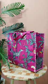 Structured Tote Bag without zip - 100% cotton Handblock printed 17x18x6 inches