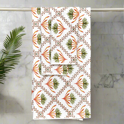 Gift Set - Handblock Printed Towels - 1 Bath + 2 Hand Towels