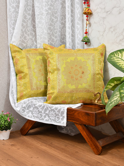 Set of 2 Banarasi Zari Cushion Cover - 16X16 Inches11100816