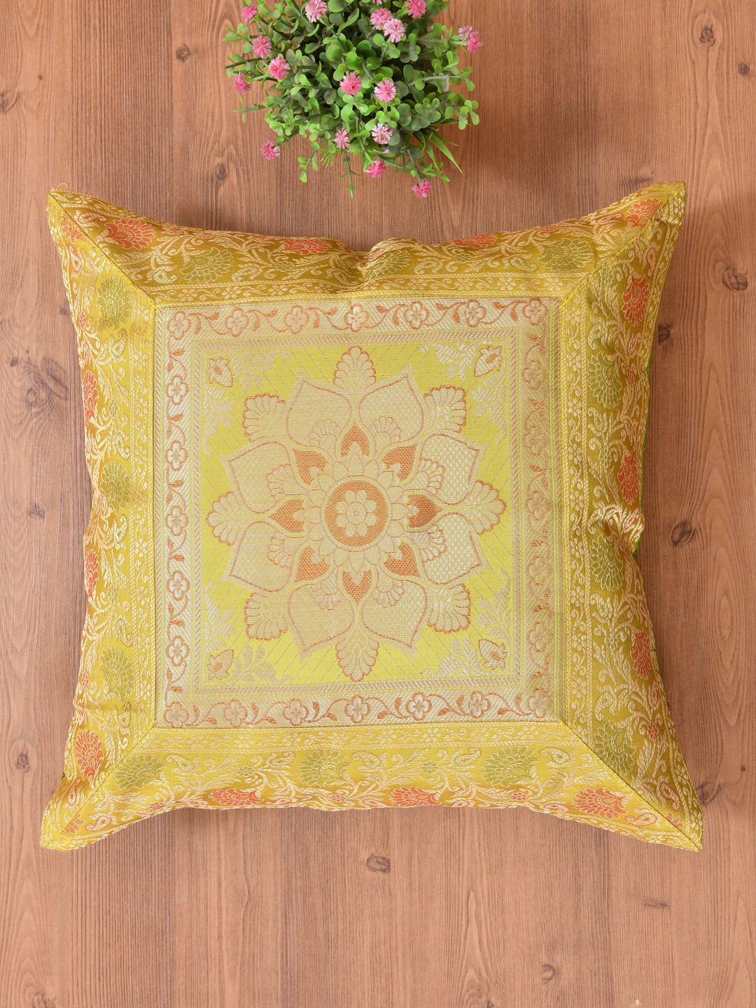 Set of 2 Banarasi Zari Cushion Cover - 16X16 Inches11100816
