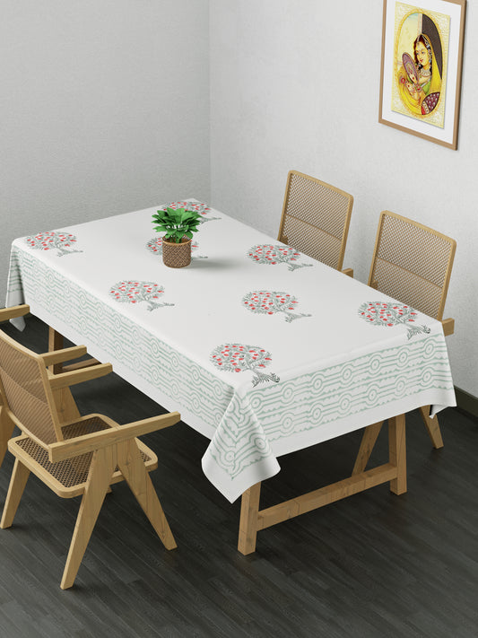 Handblock Printed Canvas Cotton Table Cloth 40X60 Inches - 4 Seater Dining Table-4