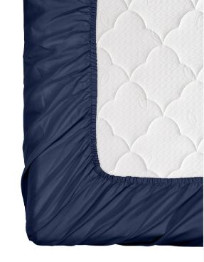 Fitted Bedsheets with elastic and 2 Pillow Covers - Dark Blue