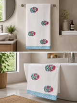 Hand Block Printed Honey Comb Cotton Bath Towel