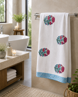 Hand Block Printed Honey Comb Cotton Bath Towel