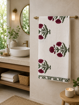 Hand Block Printed Honey Comb Cotton Bath Towel