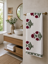 Hand Block Printed Honey Comb Cotton Bath Towel