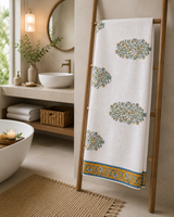 Hand Block Printed Honey Comb Cotton Bath Towel