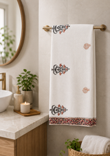 Hand Block Printed Honey Comb Cotton Bath Towel