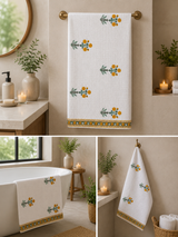 Hand Block Printed Honey Comb Cotton Bath Towel