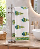 Hand Block Printed Honey Comb Cotton Bath Towel