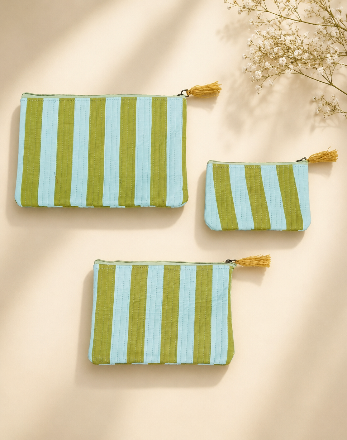 Set of 3 cosmetic Flat pouches