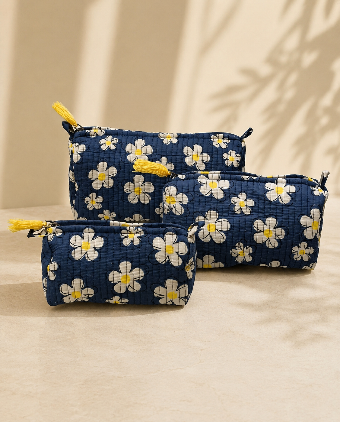 Set of 3 cosmetic bag/pouches with waterproof lining