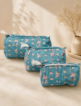 Set of 3 cosmetic bag/pouches with waterproof lining