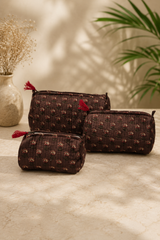 Set of 3 cosmetic bag/pouches with waterproof lining