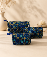 Set of 3 cosmetic bag/pouches with waterproof lining