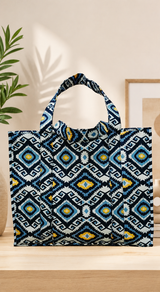 Structured Tote Bag without zip - 100% cotton Handblock printed 17x18x6 inches