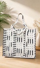 Structured Tote Bag without zip - 100% cotton Handblock printed 17x18x6 inches