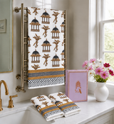 His & Her Towel Gift Set - Handblock Printed Towels - 2 Bath + 4 Hand Towels in 2 designs