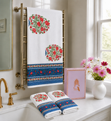 Gift Set - Handblock Printed Towels - 1 Bath + 2 Hand Towels