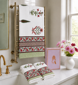 Gift Set - Handblock Printed Towels - 1 Bath + 2 Hand Towels