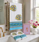 Diwali Gift Box - Handblock Printed Towels - 1 Bath + 2 Hand Towels