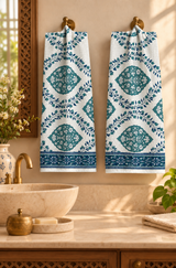 Hand Block Printed Honey Comb Cotton Hand Towel- Set of 2