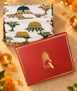 His & Her Towel Gift Set - Handblock Printed Towels - 2 Bath + 4 Hand Towels in 2 designs