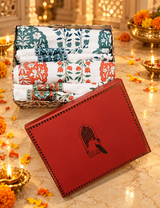 His & Her Towel Gift Set - Handblock Printed Towels - 2 Bath + 4 Hand Towels in 2 designs