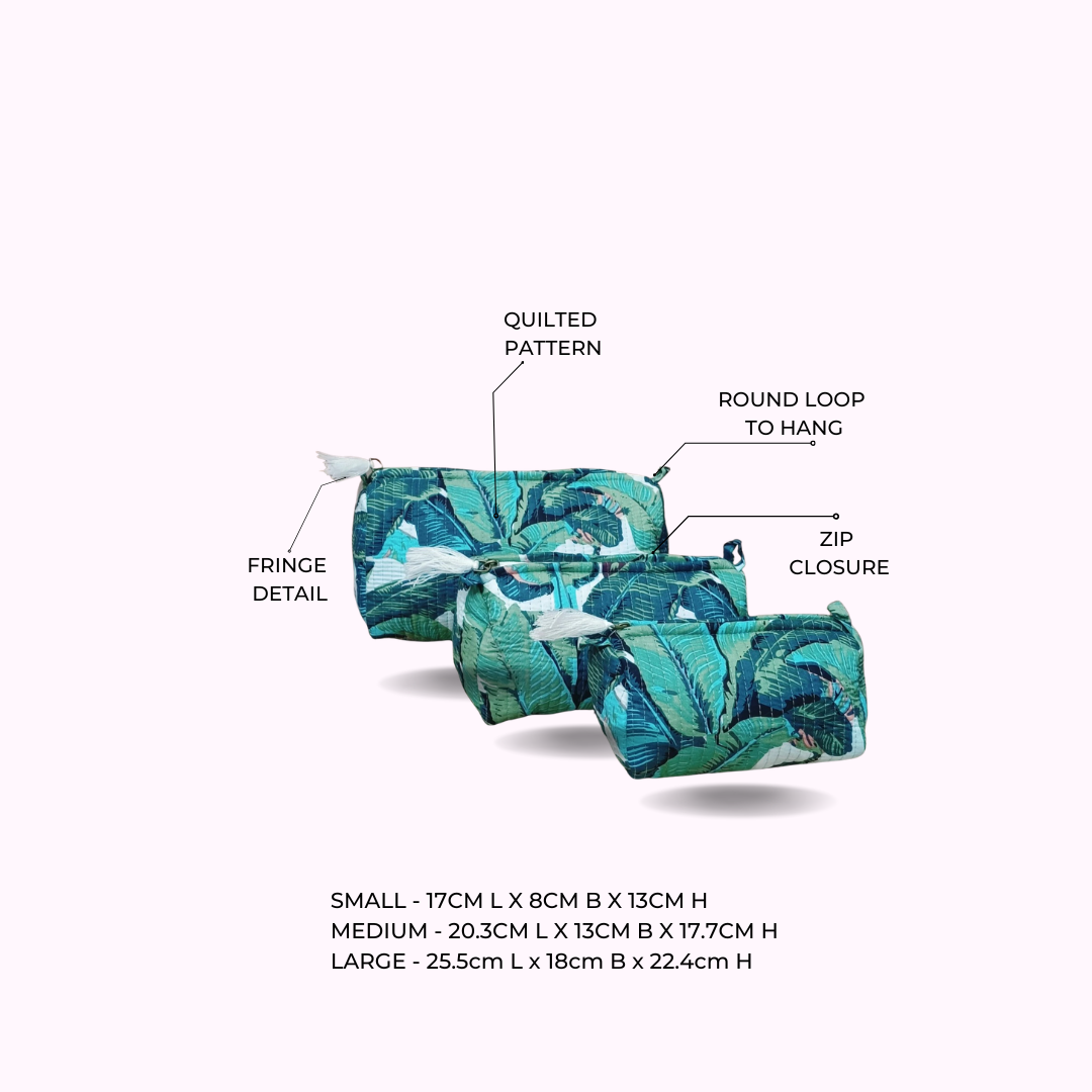 Set of 3 cosmetic bag/pouches with waterproof lining