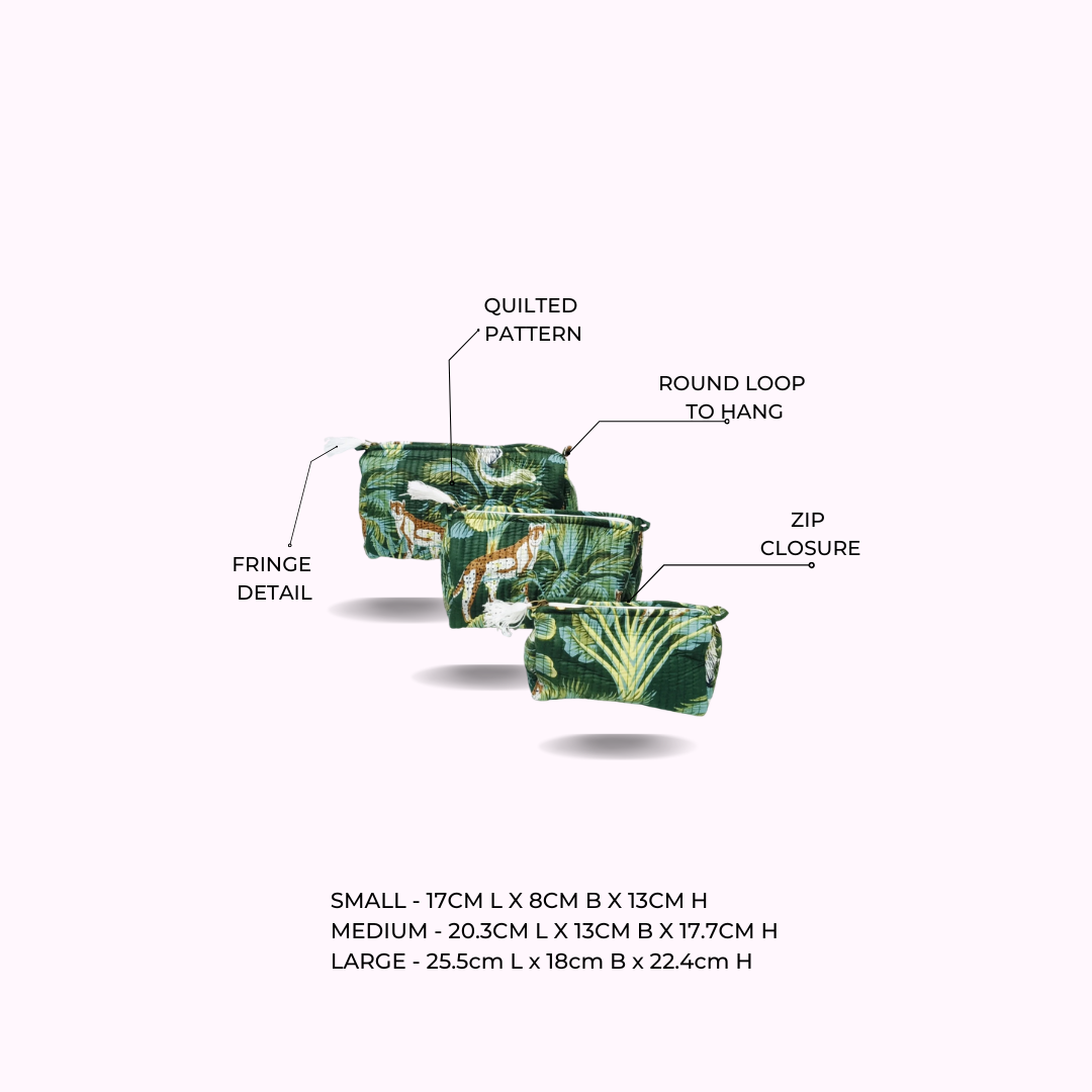 Set of 3 cosmetic bag/pouches with waterproof lining