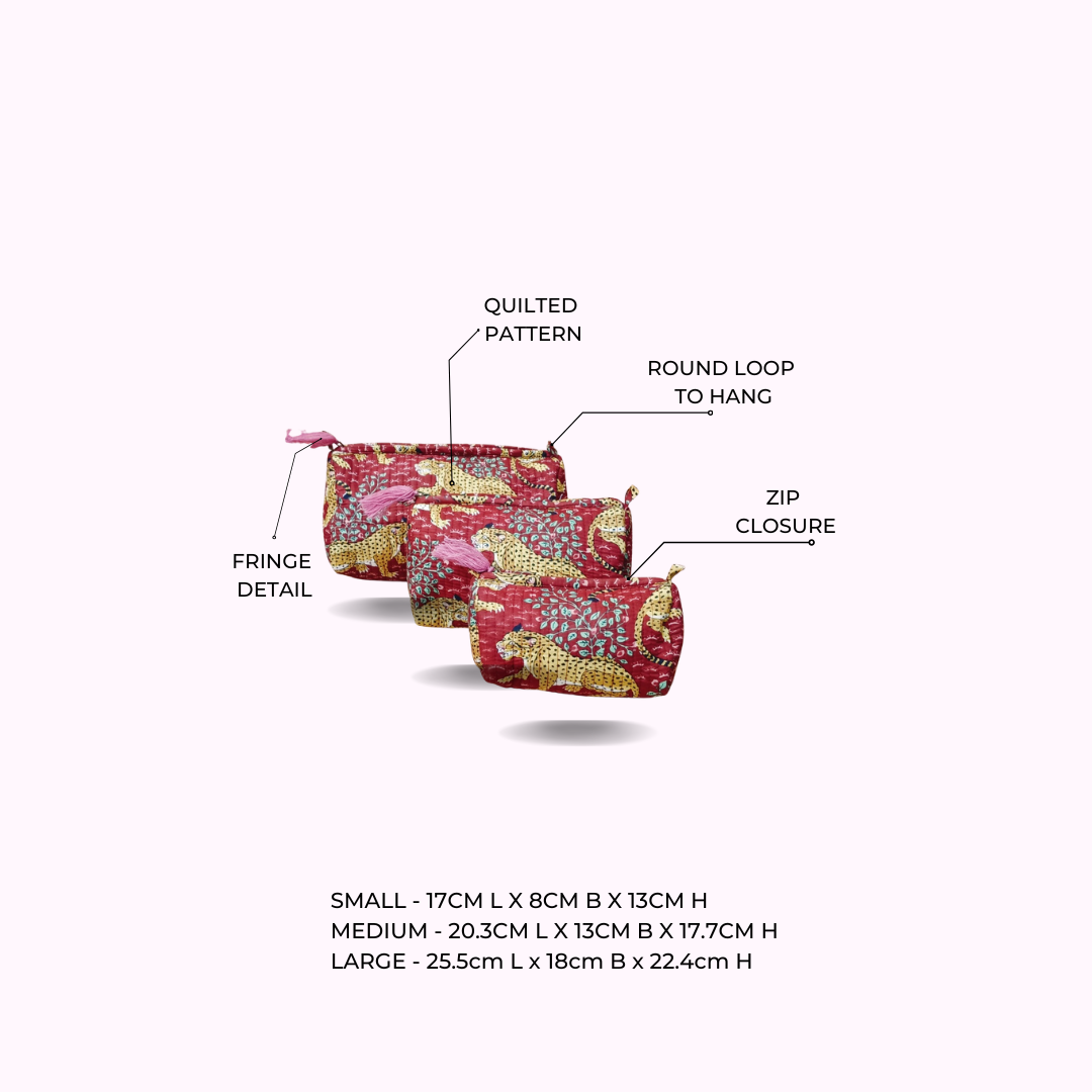 Set of 3 cosmetic bag/pouches with waterproof lining