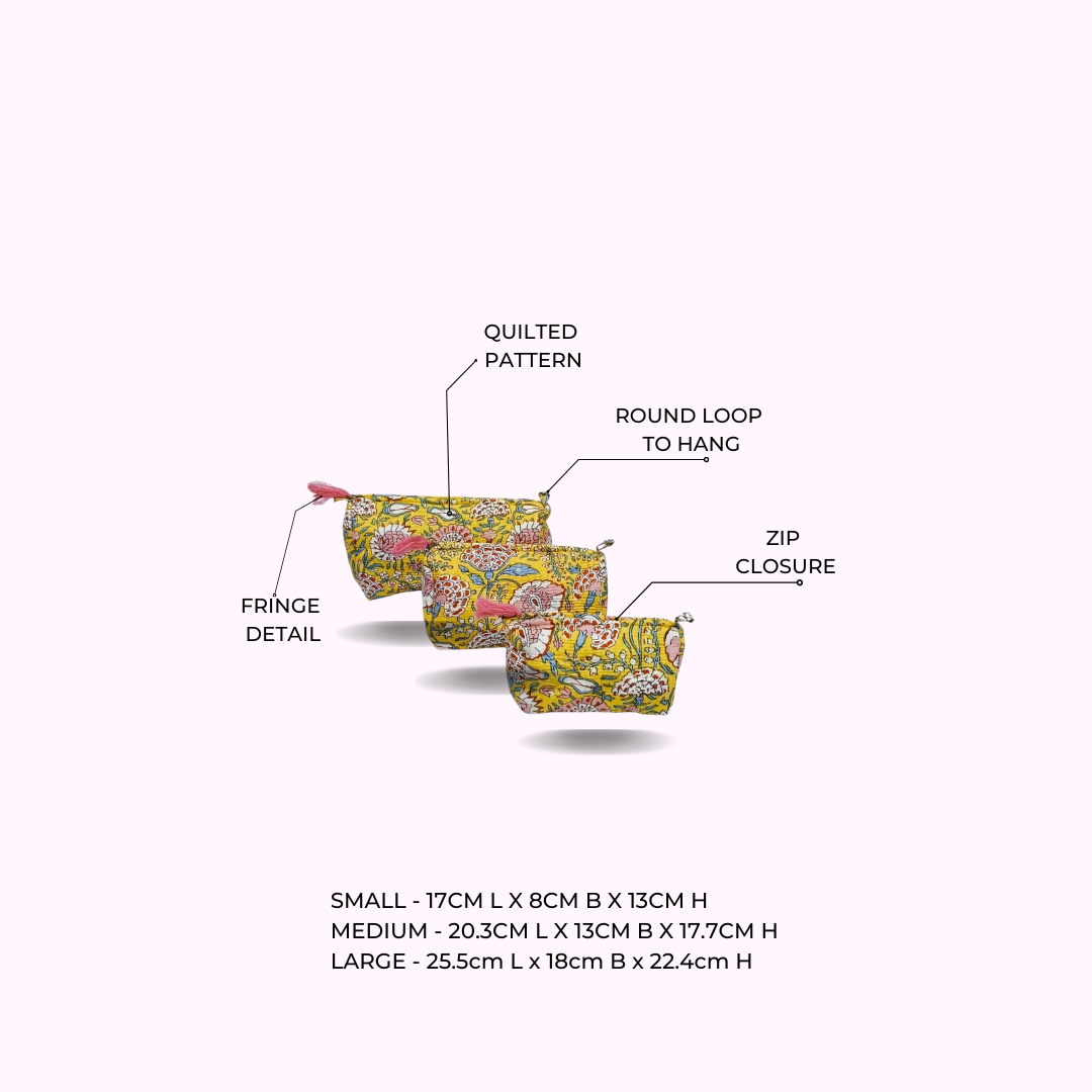 Set of 3 cosmetic bag/pouches with waterproof lining