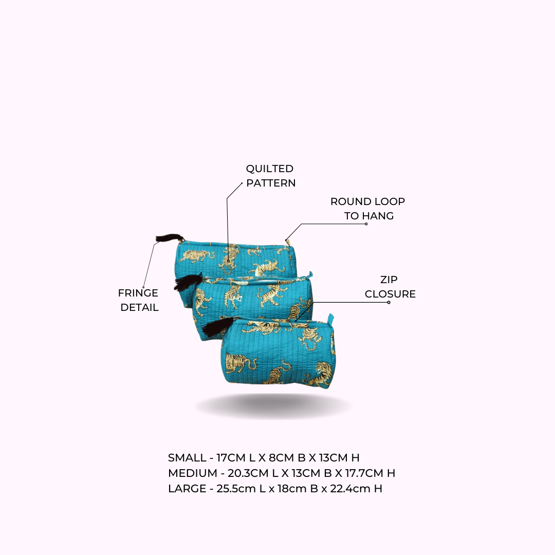 Set of 3 cosmetic bag/pouches with waterproof lining
