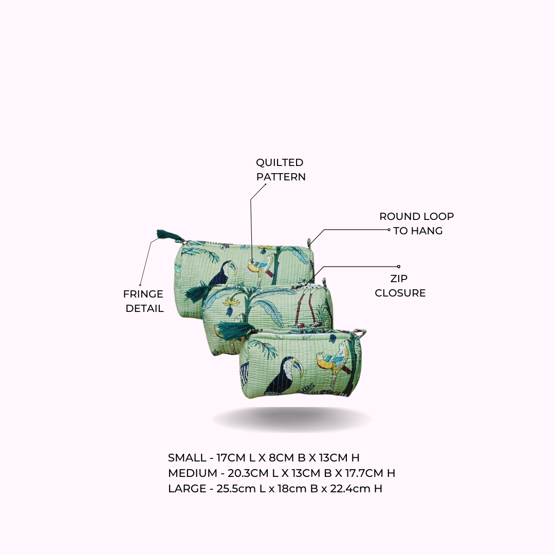 Set of 3 cosmetic bag/pouches with waterproof lining