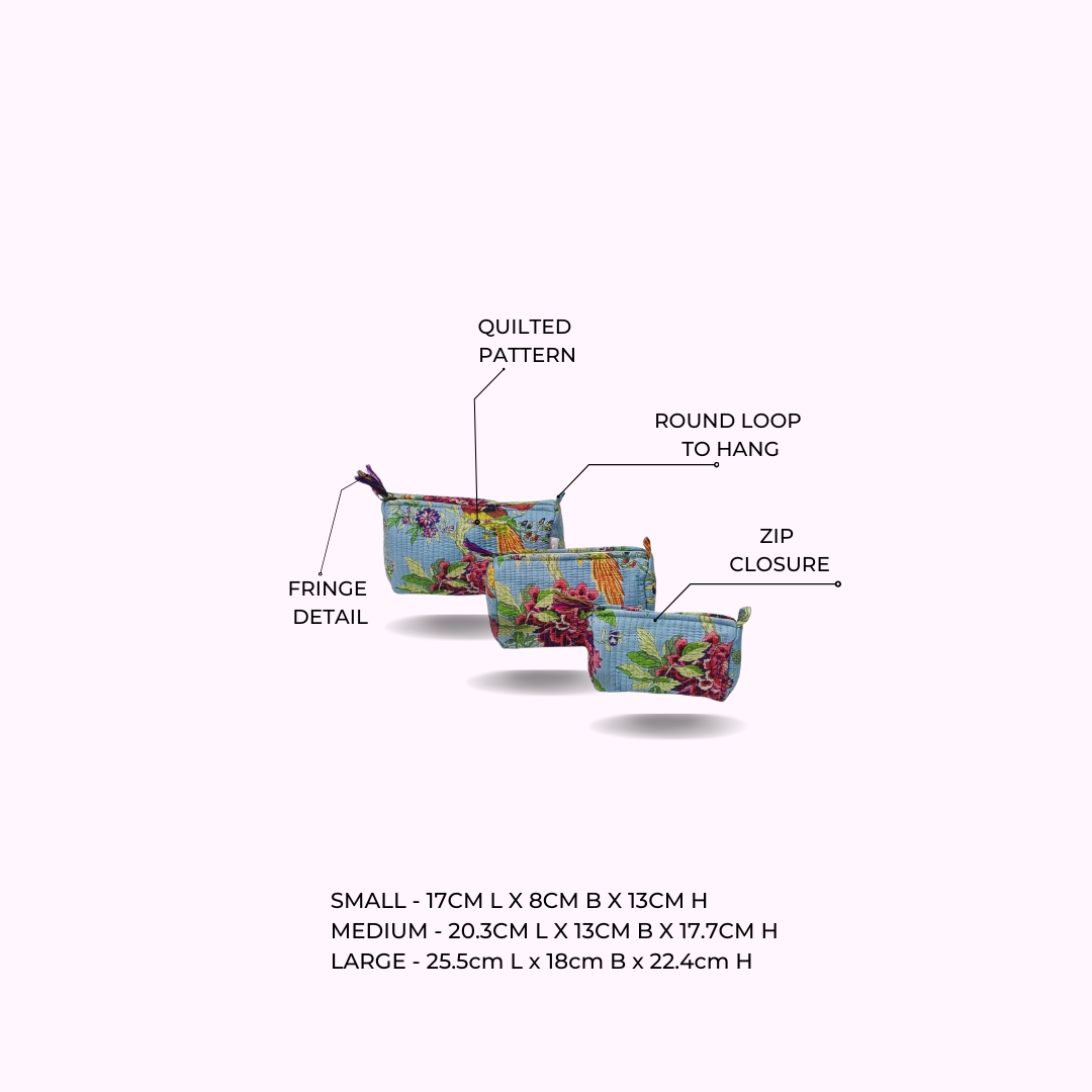 Set of 3 cosmetic bag/pouches with waterproof lining