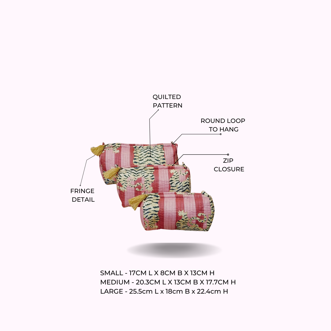 Set of 3 cosmetic bag/pouches with waterproof lining