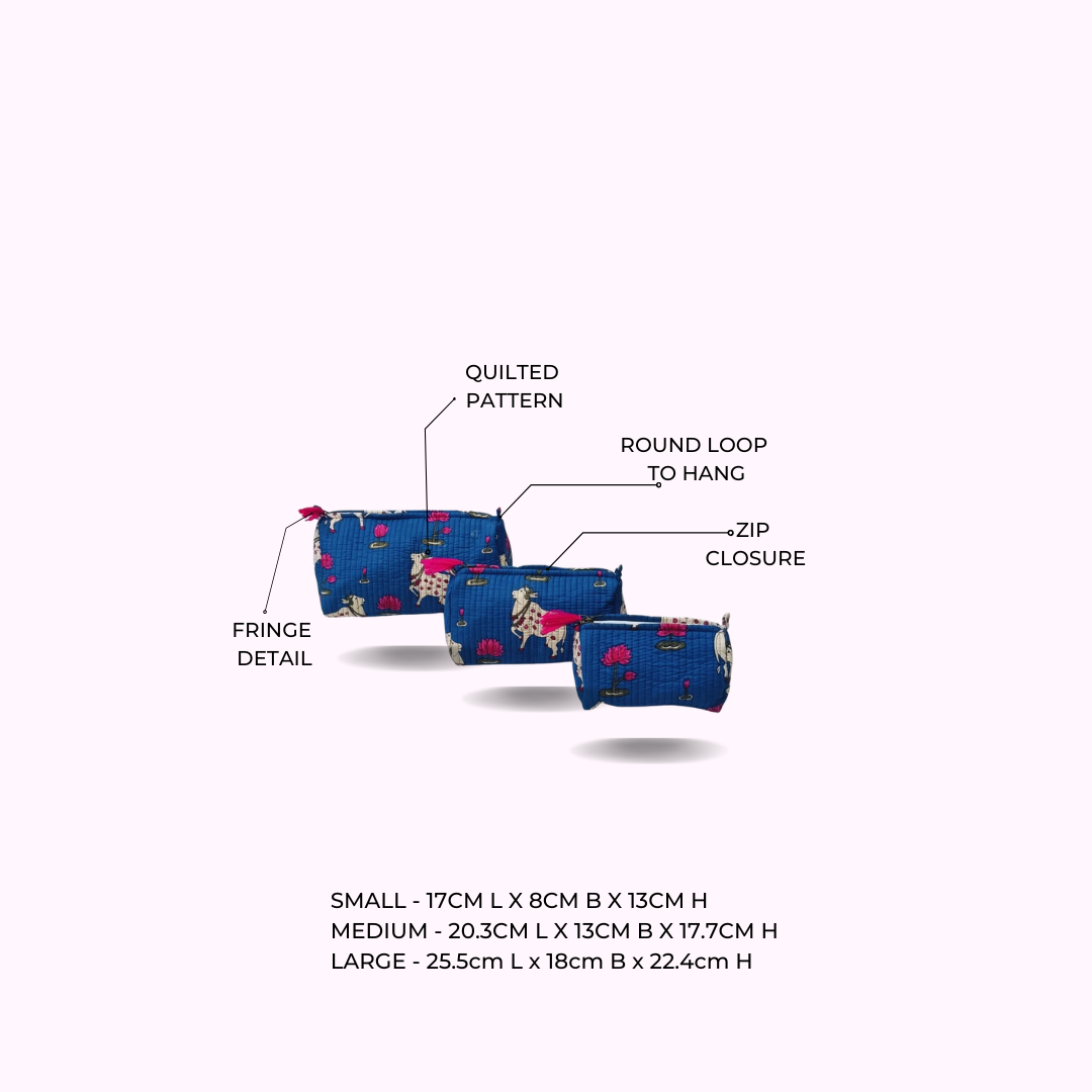 Set of 3 cosmetic bag/pouches with waterproof lining