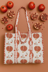 Handblock Printed Quilted Tote Bag without zip/button 17x18x 6 inches