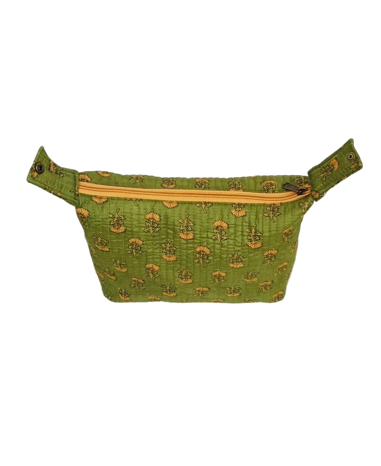 Quilted Block Printed Hobo Pouch with Zip closure and Snap Button