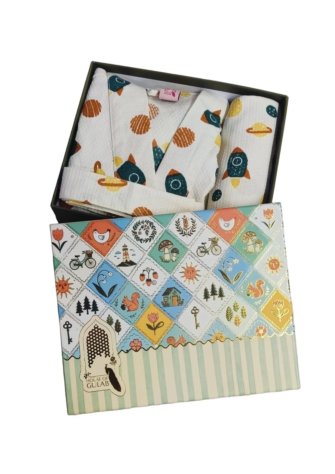 Kids Bathrobe and Bath-towel Gift Set with Box | 4-13 years
