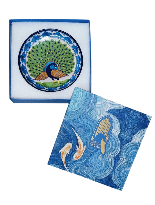 Gift Box with Handmade Jaipur Blue Pottery Plate - 10 inch diameter