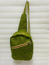 Handcrafted Quilted Cotton One Strap Backpack - 12x9.5x4.5 Inches