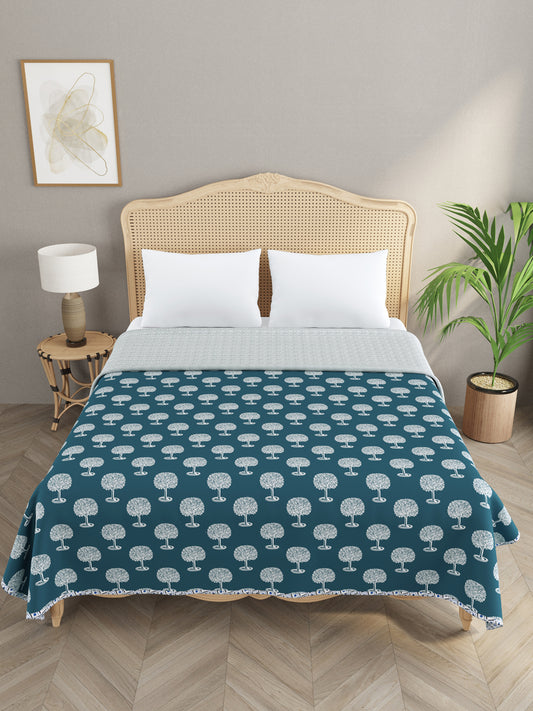Double Bed Floral Print Reversible Cotton Dohar/AC Blanket