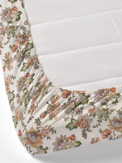 Floral print fitted Bedsheets with elastic, 2 pillow covers