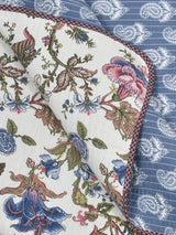 Quilted Floral Printed Reversible Bedcover with 2 Pillow Covers