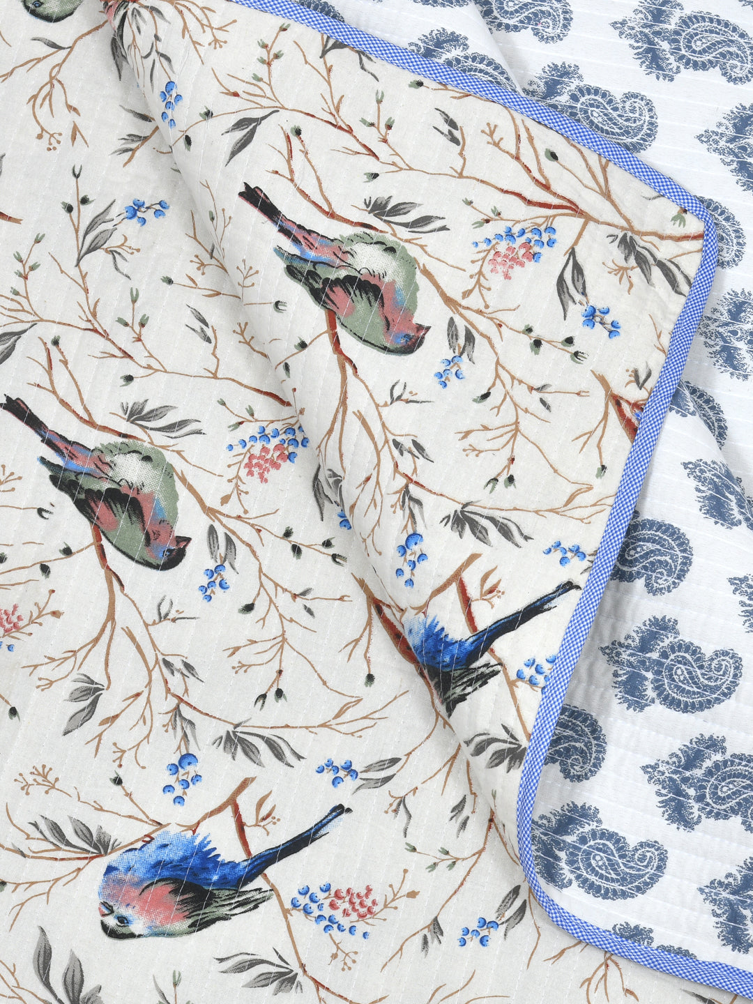 Quilted Floral Printed Reversible Bedcover with 2 Pillow Covers
