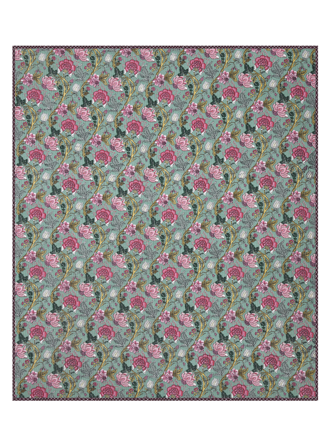 Quilted Floral Printed Reversible Bedcover with 2 Pillow Covers