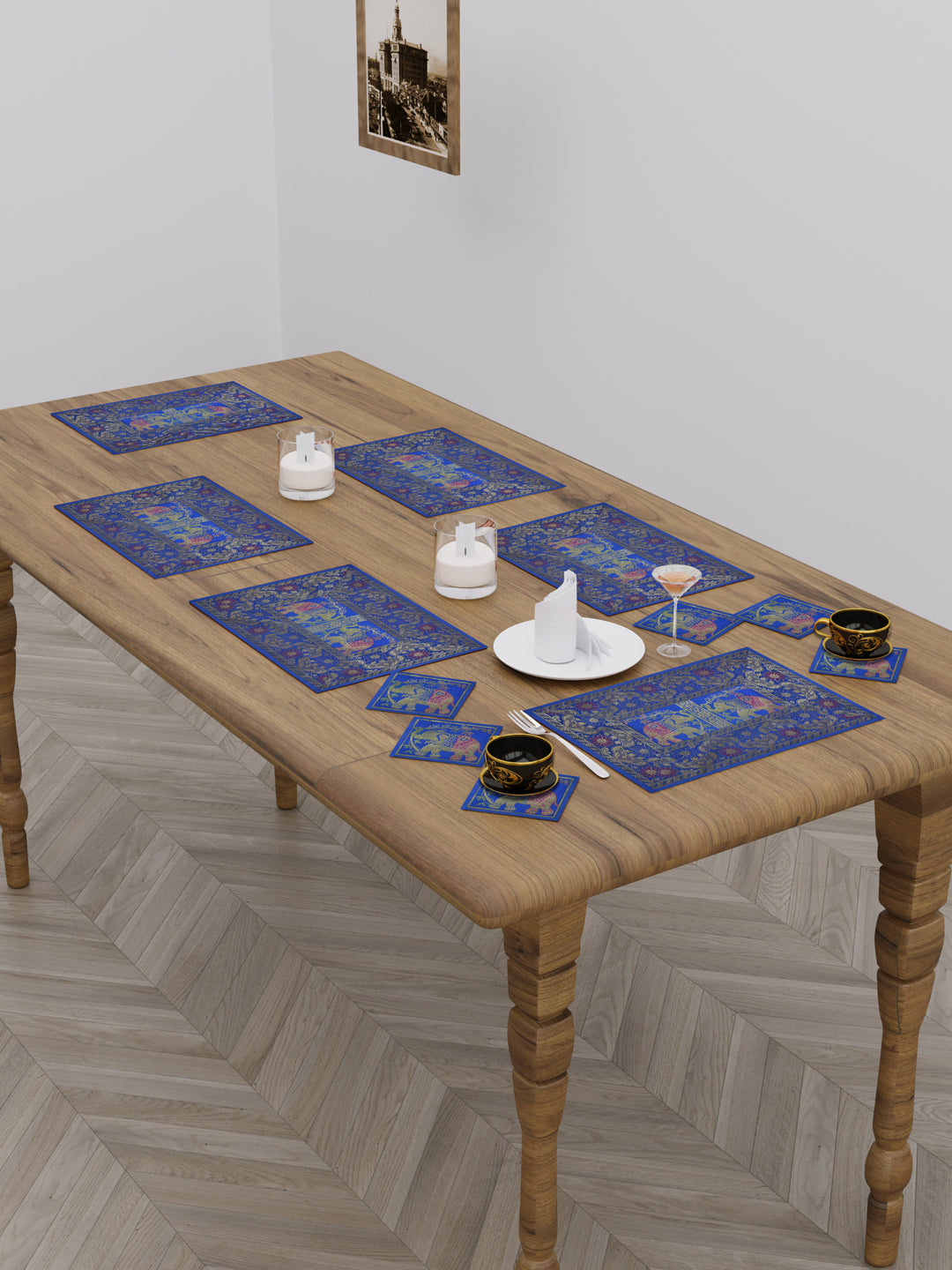 Banarasi Zari Set of 6 Placemats with 6 Coasters