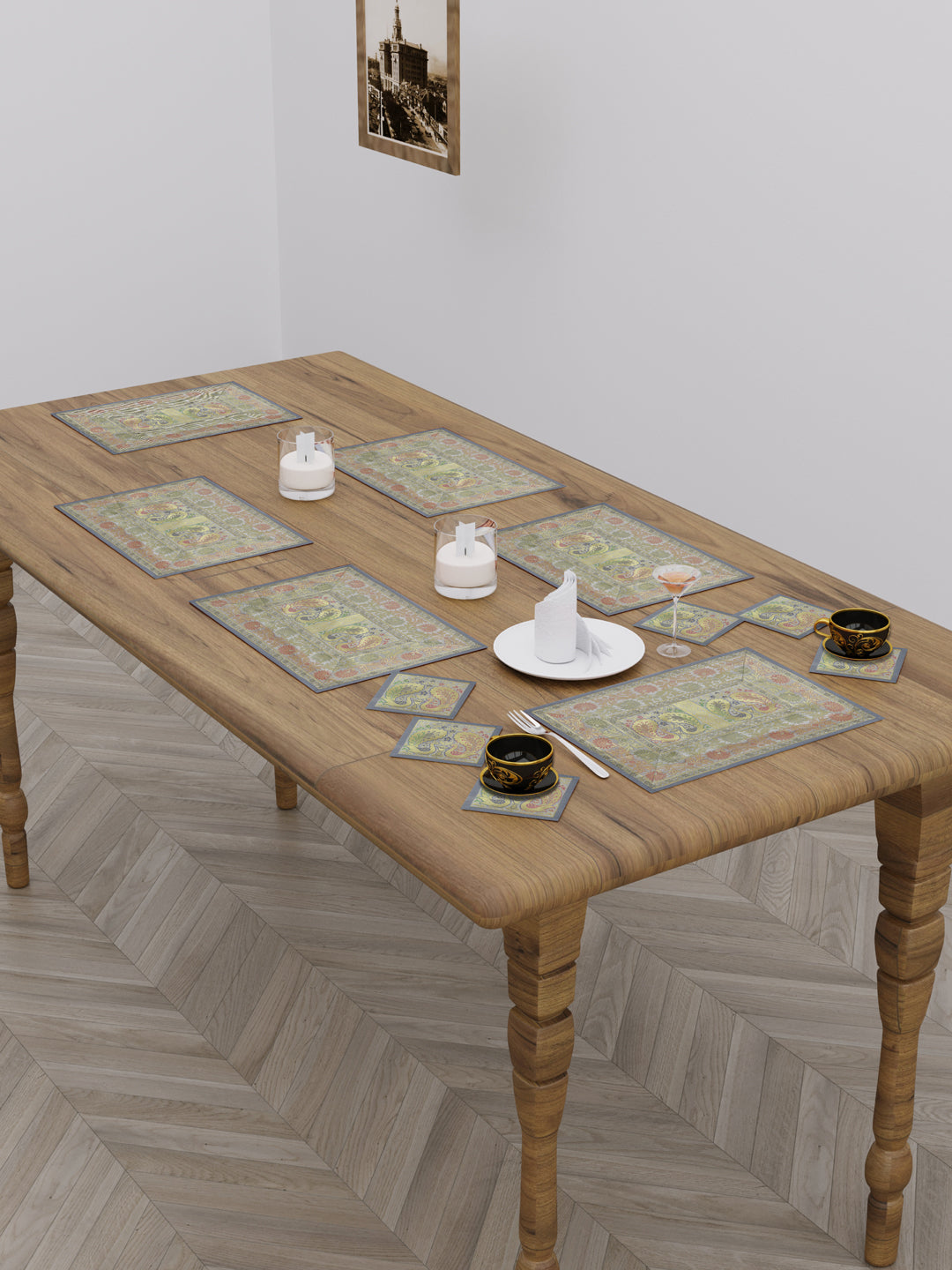 Banarasi Zari Set of 6 Placemats with 6 Coasters