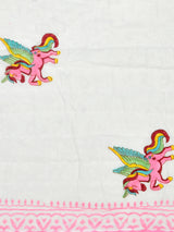 Handblock Printed Cotton Reversible Kids Razai/ Quilt- 60x90 inches